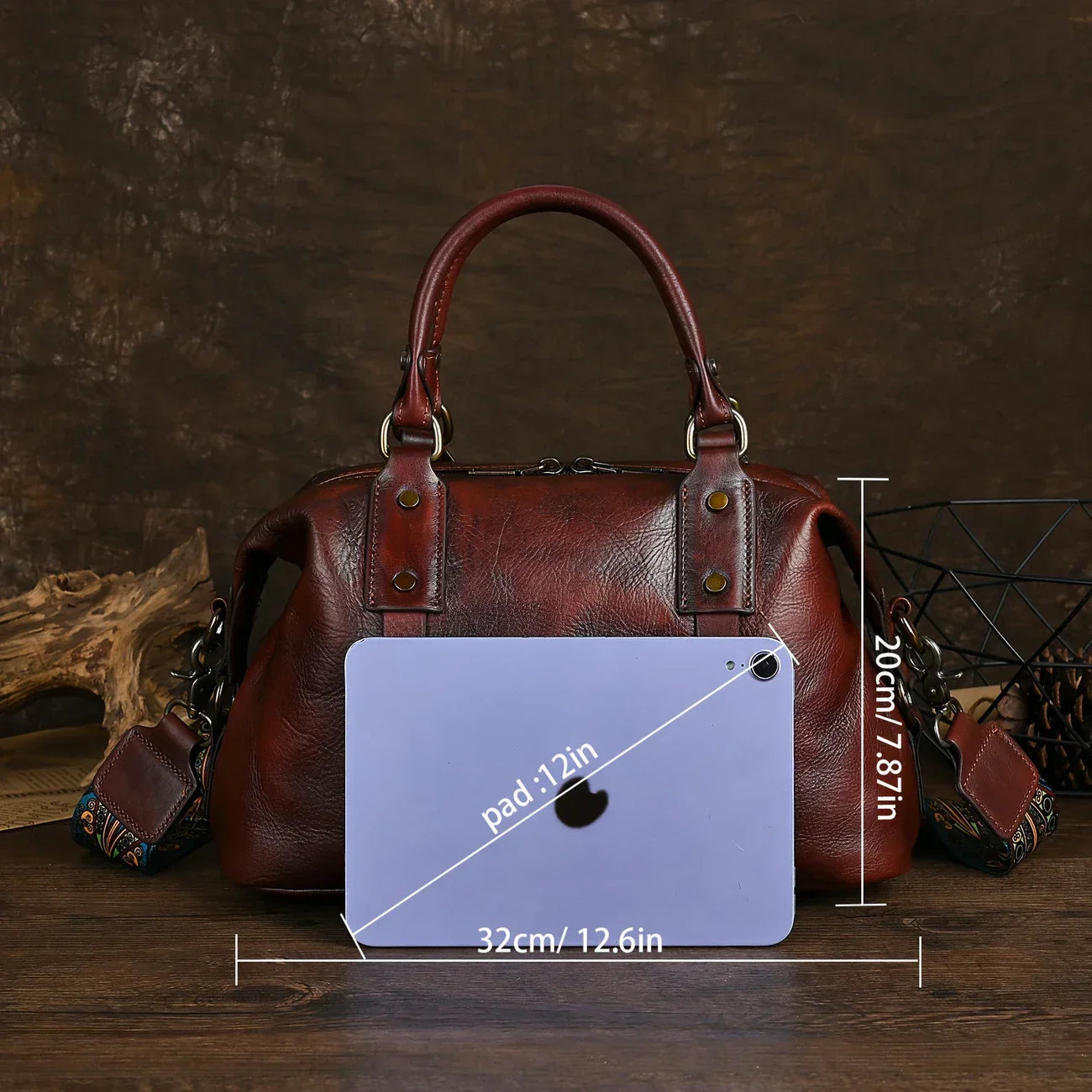 Bolso vintage de piel marrón