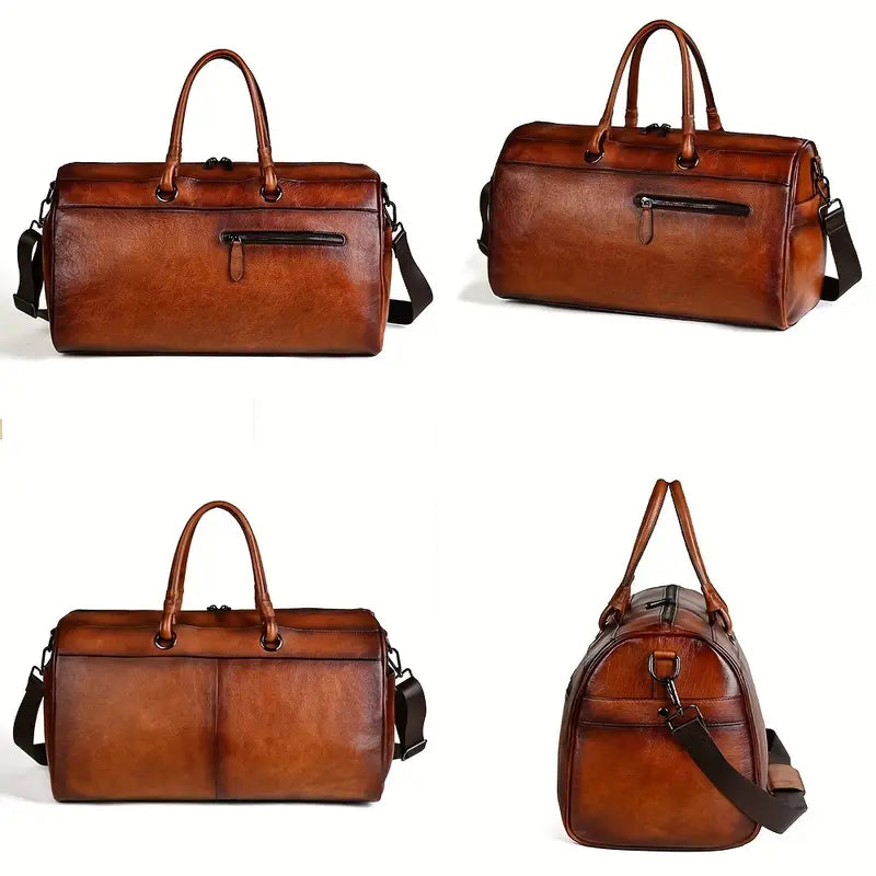 Bolso bandolera retro de piel auténtica para mujer