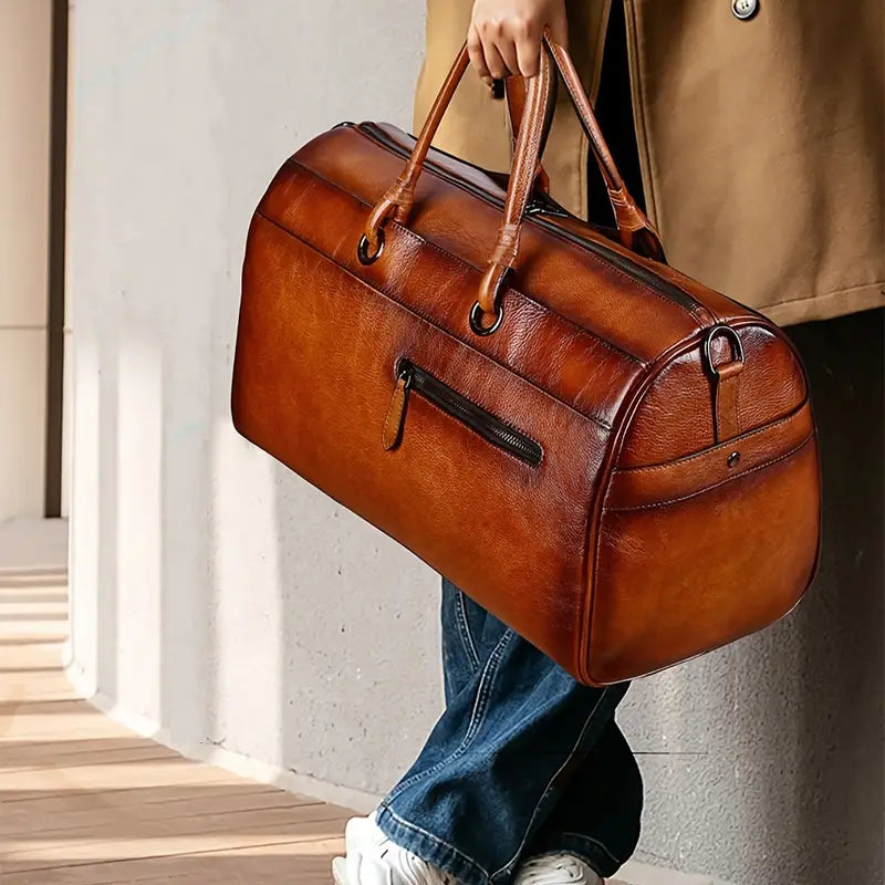 Bolso bandolera retro de piel auténtica para mujer